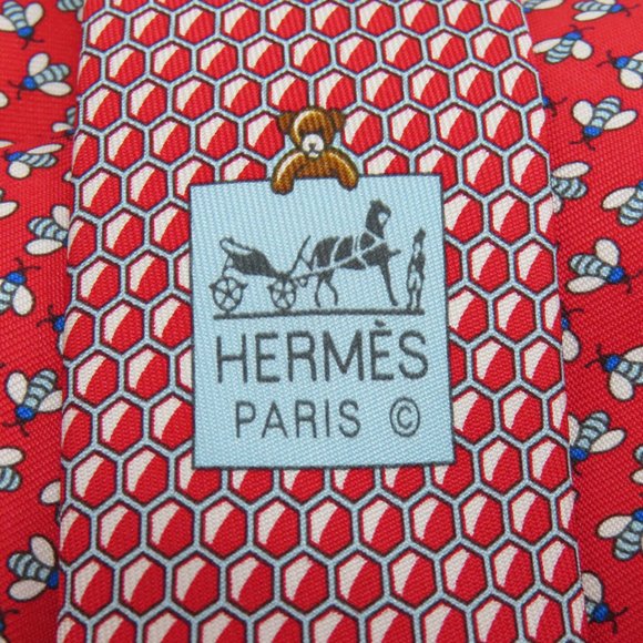 Hermes bee pattern tie silk men's HERMES - Picture 5 of 9